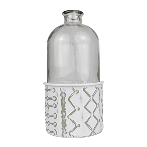 Foreside Home & Garden Multi Pattern Bud Vase Metal & Glass