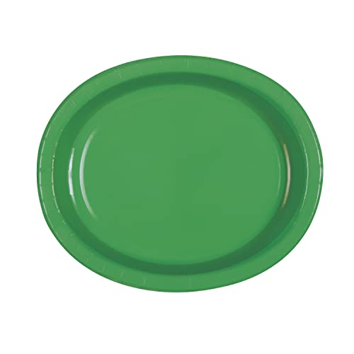 Unique Industries Unique 33728 - Oval Paper Plates - Emerald Green Colour - Count 8 (Pack of 1)