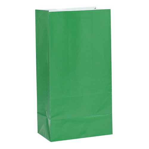 Unique Industries Green Paper Party Favor Bags, 12ct
