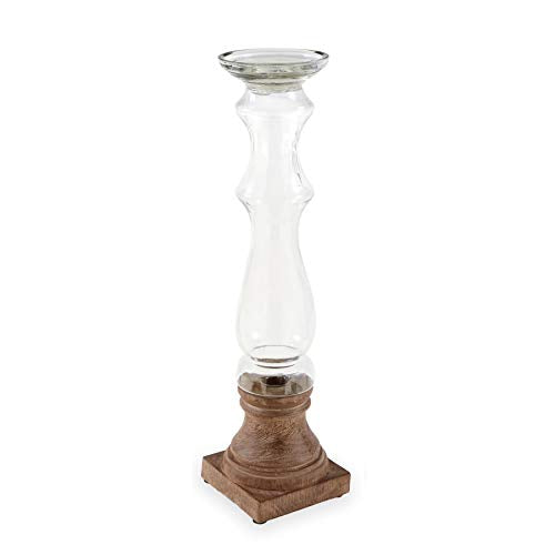 Mud Pie Glass & Wood Candlesticks (Tall)