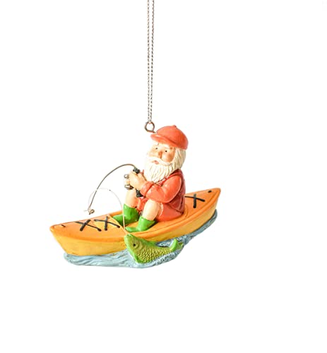 Ganz Fishing Santa Ornament Kayaking Santa in Shorts