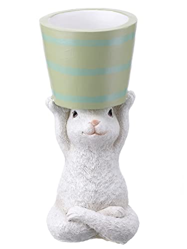 Regency International Resin Glit Bunny Planter on Head, 9.5 Inches, Easter, Container, Decor