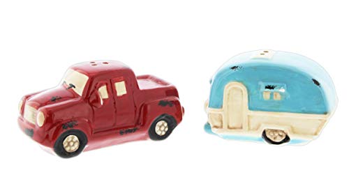 Lipco Novelty Ceramic Pickup Truck & Trailer Salt & Pepper Shaker Set