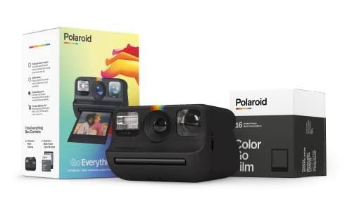 Exertis Polaroid Go Everything Box Black Camera and Black Frame Instant Film Bundle (6215)