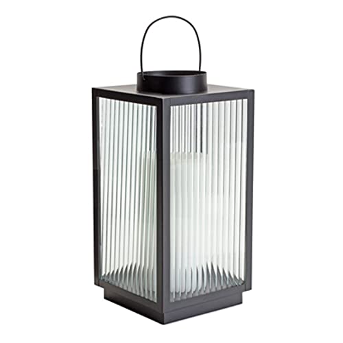 Melrose 85672 Lantern, 6.75" L x 13.75" H, Iron/Glass