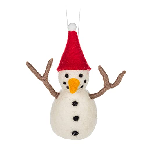 Abbott Collection  27-MERINO-AB-761 Small Snowman Ornament, White/Red