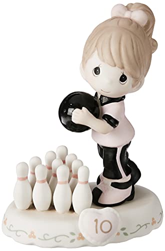 Precious Moments,  Growing In Grace, Age 10, Bisque Porcelain Figurine, Brunette Girl, 154037B