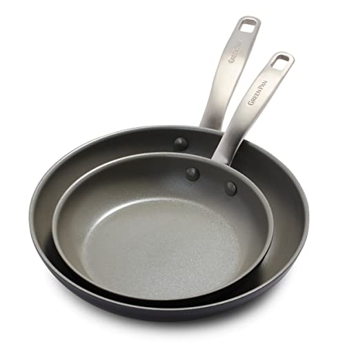 Cookware Company GreenPan Chatham Ceramic Non-Stick Open Frypan Set, 8" and 10", Grey - CC000125-001