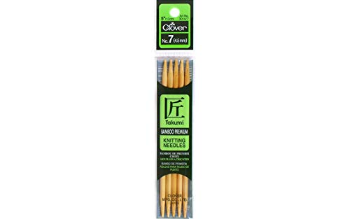 Clover NOM073935 Takumi Bamboo Double Point Knitting Needles 5", 5 Per Pack, Size 7/4.5mm