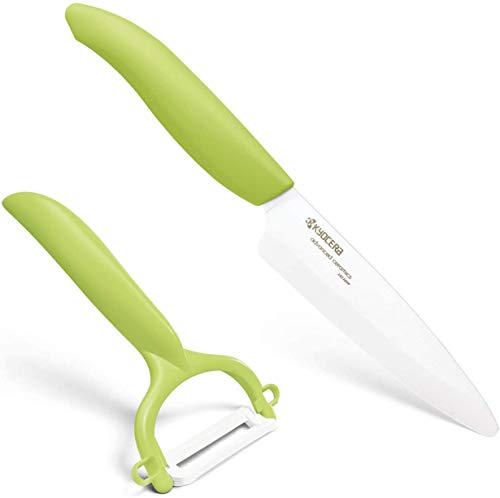 Kyocera Advanced Ceramic Revolution Series 4.5-inch Utility Knife and Y-Peeler Gift Set, Green