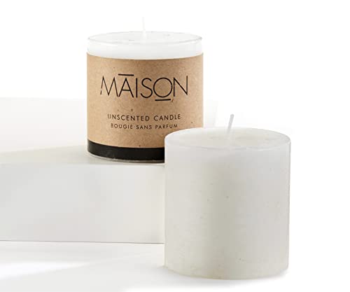 Giftcraft Rustic Pillar Candle, 3-inch Height, White, Set of 2