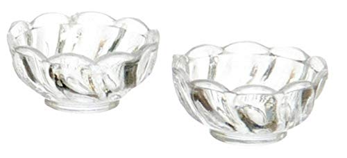 Aztec Imports Dollhouse Miniature Set of 2 Fluted Candy Dishes in Clear