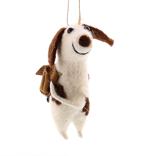 HomArt Dog with Backpack Decorative Ornament, 4-inch Height, Felt