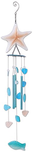 Sunset Vista Designs 92627 Starfish Metal Wind Chime, Blue and Pink Glass