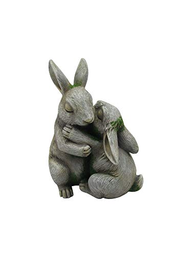 Comfy Hour Farmhouse Collection Resin 6" Embracing Rabbits Statue Garden Decoration