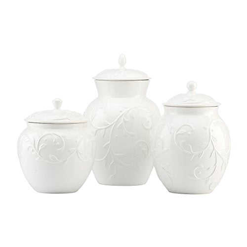 Lenox Opal Innocence Carved 3-piece Canister Set, White - 826014