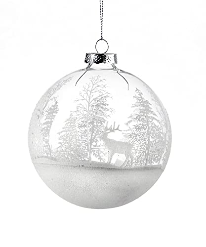 Giftcraft 682040 Christmas Winter Scene Ball Ornament, 3.94 inch, Glass