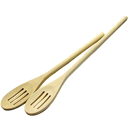 Chef Craft Select Maple Slotted Spoon, 12 and 14 inch 2 piece set, Natural