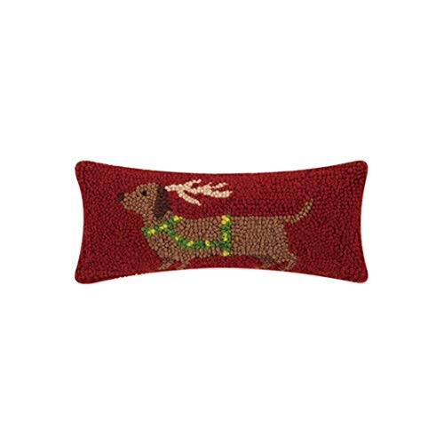 Peking Handicraft 31TG843C05OB Reindeer Dachshund Hook Pillow, 12-inch Length