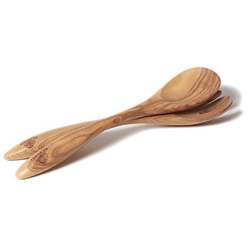 Browne & Co Berard Olive Wood 12-Inch Handcrafted Suisse Server Set, Terra Collection