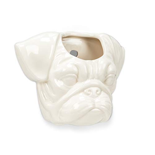 Abbott Collection  27-DOOLITTLE-891 Pug Head Wall Planter-6" W, White
