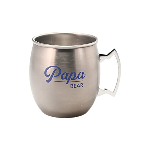 Pavilion - Papa Bear 20 oz. Moscow Mule Mug, Birthday Gifts For Guys, Funny Cocktail Glasses, Novelty Alcohol Gifts, 1 Count