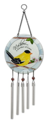 Peace, Love and Birds by Pavilion 8-Inch Diameter Glass Windchime, Mother Sentiment