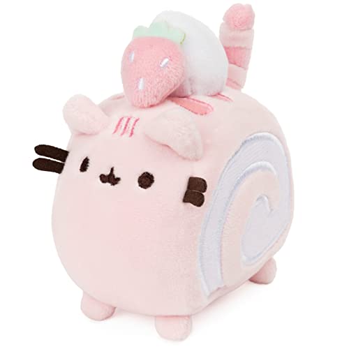 GUND Roll Cake Pusheen Sweet Dessert Squishy Plush Stuffed Animal Cat Squishy and Satisfyingly Stretchy Fabric, for Ages 8 and Up, Pink and Purple, 4
