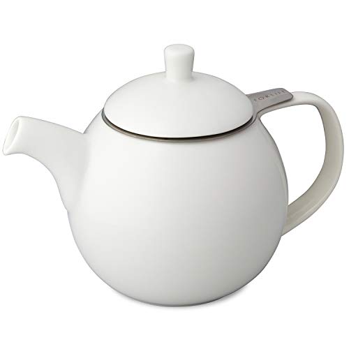 FORLIFE Curve Teapot with Infuser, 24-Ounce, White