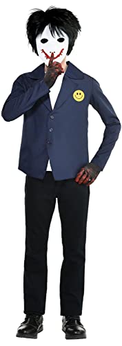 Party City Creepy Painter Halloween Costume for Boys, Large (12-14), Includes Jacket, Wig, Mask and Gloves