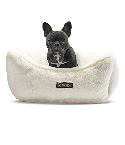 NANDOG Pet Gear Reversible Luxury Microplush Cloud Fabric Collection Ultra Plush Dog & Cat Bed Soft, Warm, Calming Pet Lounger for Small & Medium-Sized Breed - Modern Style Snuggle Couch (Ivory)