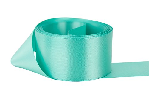 Ribbon Bazaar Double Faced Satin Ribbon - Premium Gloss Finish - 100% Polyester Ribbon for Gift Wrapping, Crafts, Scrapbooking, Hair Bow, Decorating & More - 1-1/2 inch Tropic Blue 50 Yards