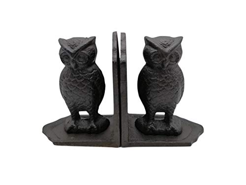 Comfy Hour Antique and Vintage Animal Collection Cast Iron Set of 2 Owls Bookends Art Bookend, 1 Pair, Black, Heavy Weight