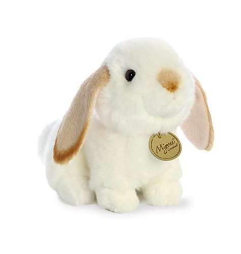 Aurora World Miyoni White Plush Lop Eared Rabbit with Tan Ears, Small
