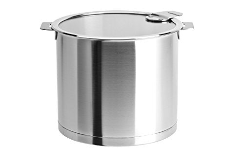 Cristel Strate L Stainless Steel Stockpot with Flat Glass Lid and Removable Handles, 7.6 Quart