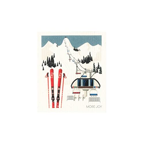 North Ridge Marketing More Joy Christmas Ski Mountian Design Dishcloth, Kitchen Accessories, Holiday Season