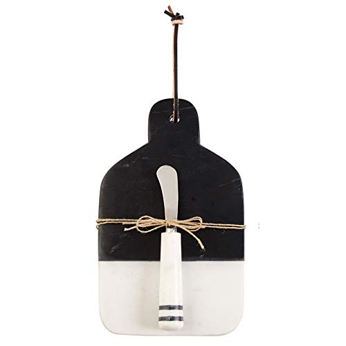 Mud Pie Small Stripe Marble Board Sets, board 10" x 6" | spreader 7", Rectangle