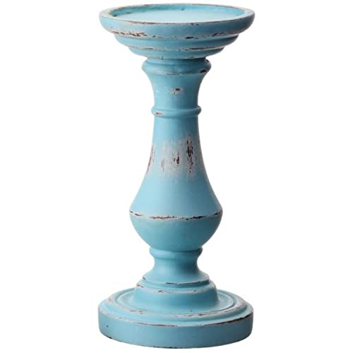 Regency International Weathered Pillar Holder, Resin, 9-Inch Height, Aqua