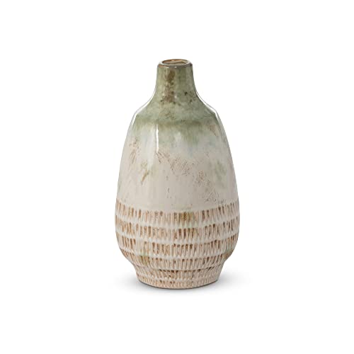 Park Hill Collection Fresno Ceramic Glazed Vase, 10.75-inch Height, Small, Ceramic, for Decorative Use, Home, Office, Kitchen, Indoor, Outdoor Use
