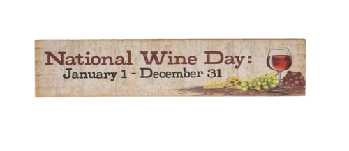 Ganz Shelfsitter - National Wine Day January 1 - December 31, 5.5-inch Height, Pine Wood