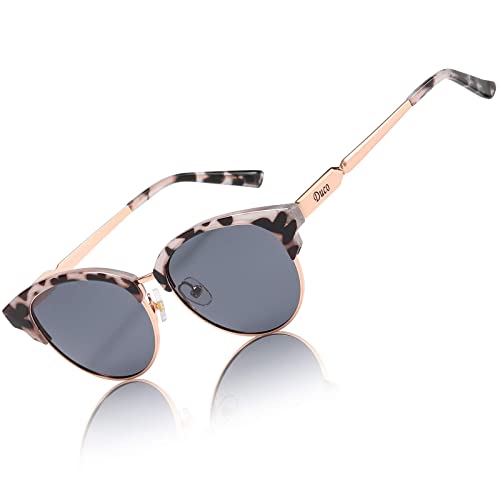 DUCO Retro Sunglasses for Women Vintage Polarized Sun Glasses for Small Face Mirrored Lens Trendy Designer Shades 1221