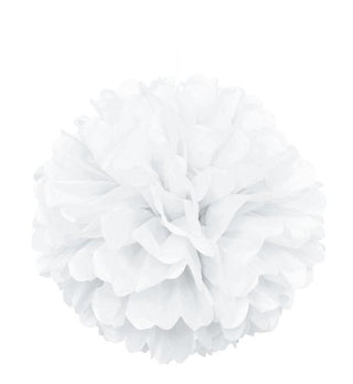 Unique Industries, Tissue Paper Pom Pom Decor, 16 Inches, Party Supplies - White
