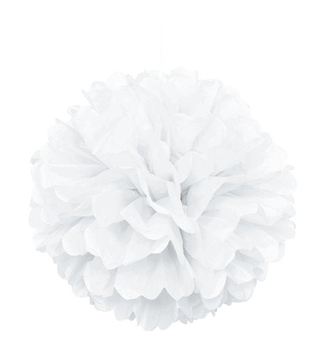 Unique Industries, Tissue Paper Pom Pom Decor, 16 Inches, Party Supplies - White