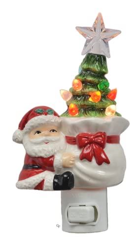 Ganz Santa with Tree Night-Light, 4.88-inch Height, Ceramic and Electrical