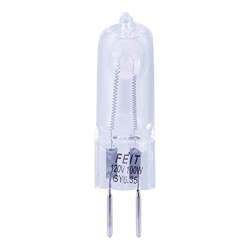 Feit Electric BPQ100T4/JCD/RP 100 Watt Warm White T4 Dimmable Halogen Light Bulb, 3000K Warm White, 1.5"H x 0.5"D