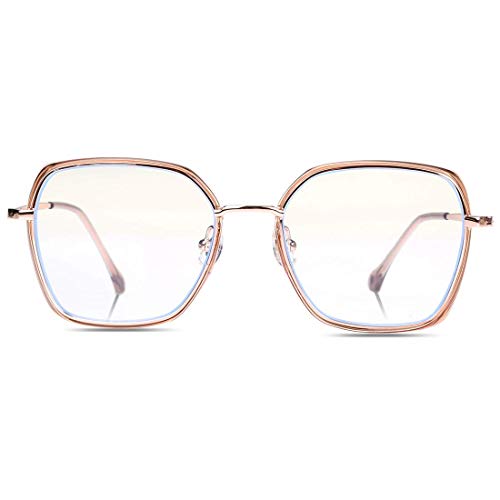 DUCO Retro Square Blue Light Glasses for Women Oversized Blue Ray Blocking Glasses Computer Glasses Teens Fashion Eyeglasses Brown W020