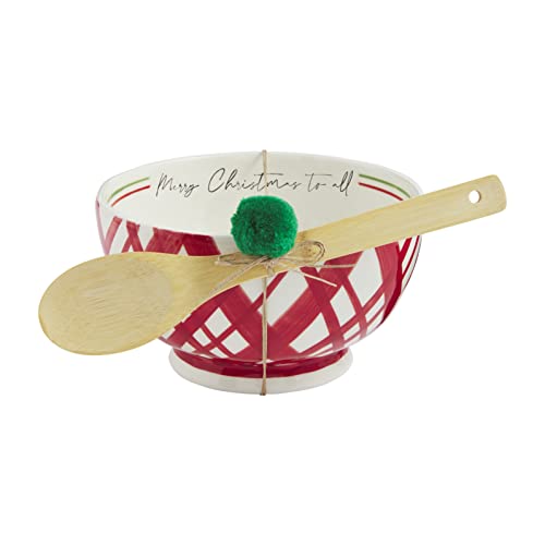 Mud Pie Merry Christmas To All Bowl Set, 13" x 9", Dolomite