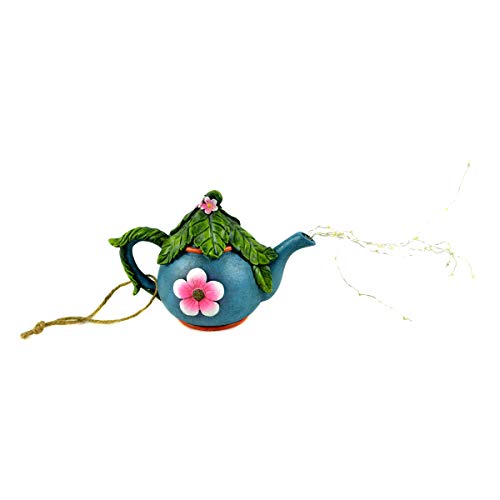 Midwest Design LED Purple Teapot Hanger- Spring Decor - Spilling Teapot Decor - Garden Decor (Blue)