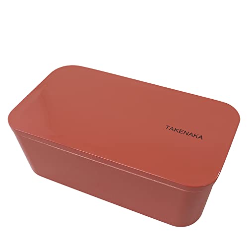 Bento Box Flat from TAKENAKA Japan, Made of Recycled Plastic Bottle, Eco-Friendly and Sustainable Lunch Box (Apricot Rose)