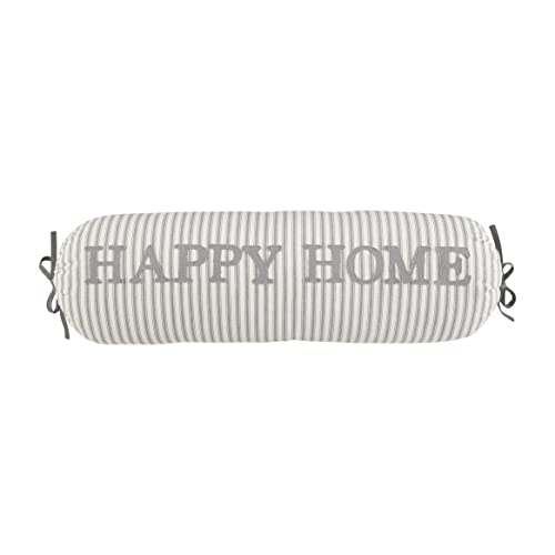 Mud Pie Happy Home Bolster Pillow, 12" x 35 1/2", Gray